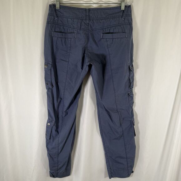 Athleta Cargo Pants Women's 4P Blue Snap Zip Pockets Lightweight Low Rise - Picture 11 of 16